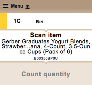 V2 text-only item identification screen