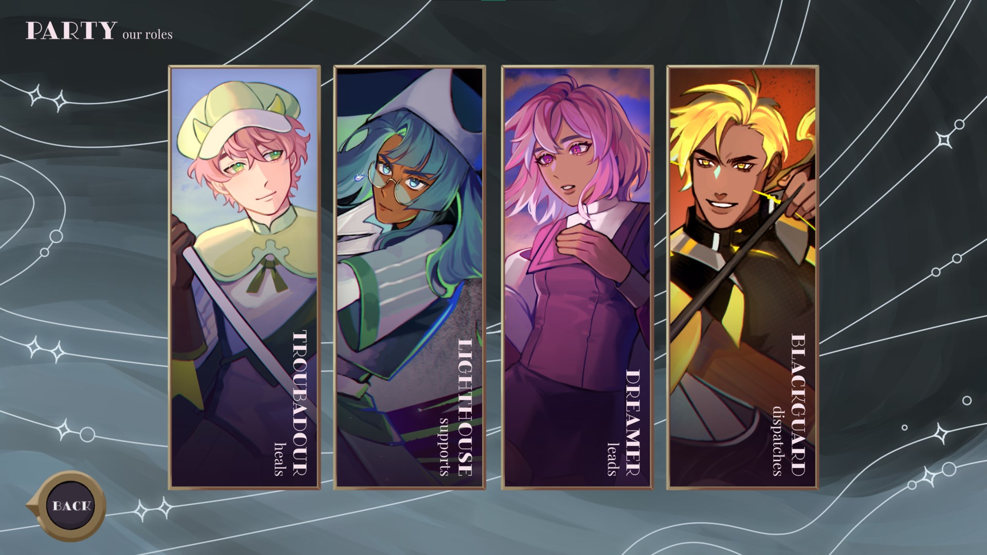 STARWEAVE party screen, final version