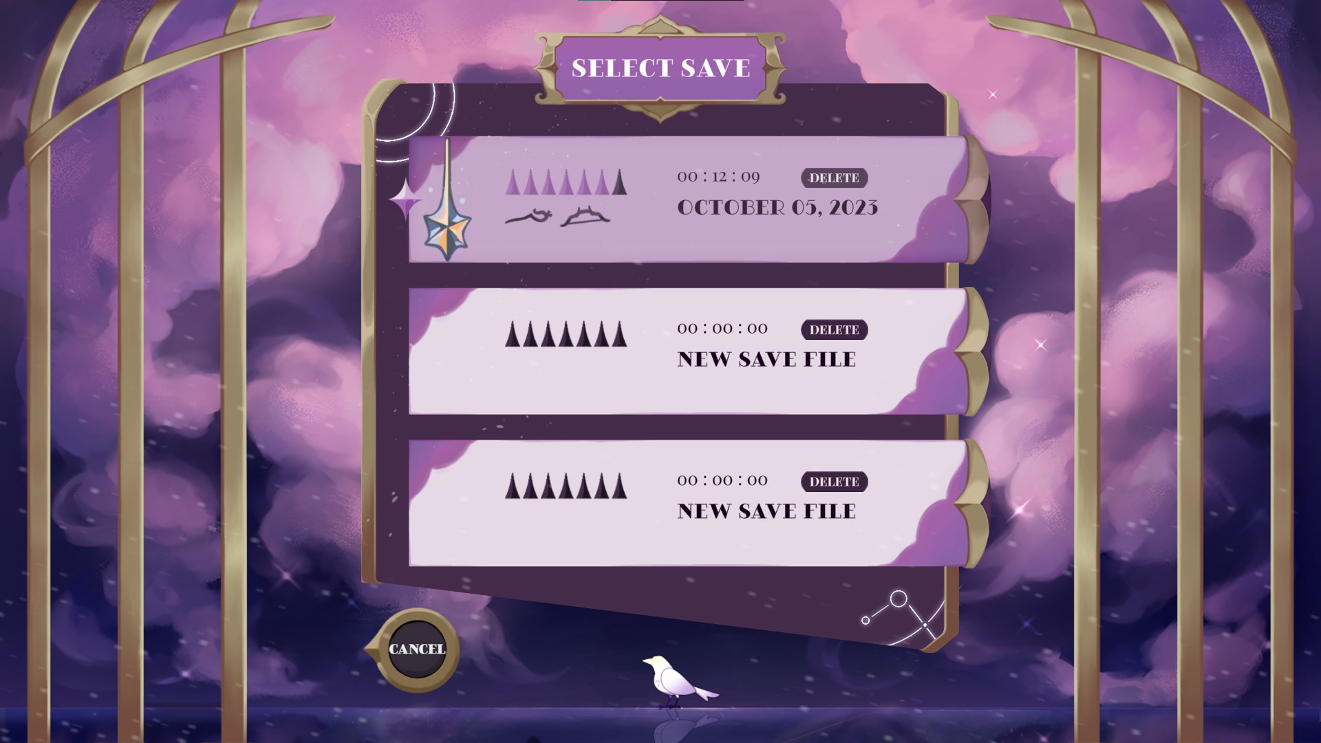 STARWEAVE save select screen, final version