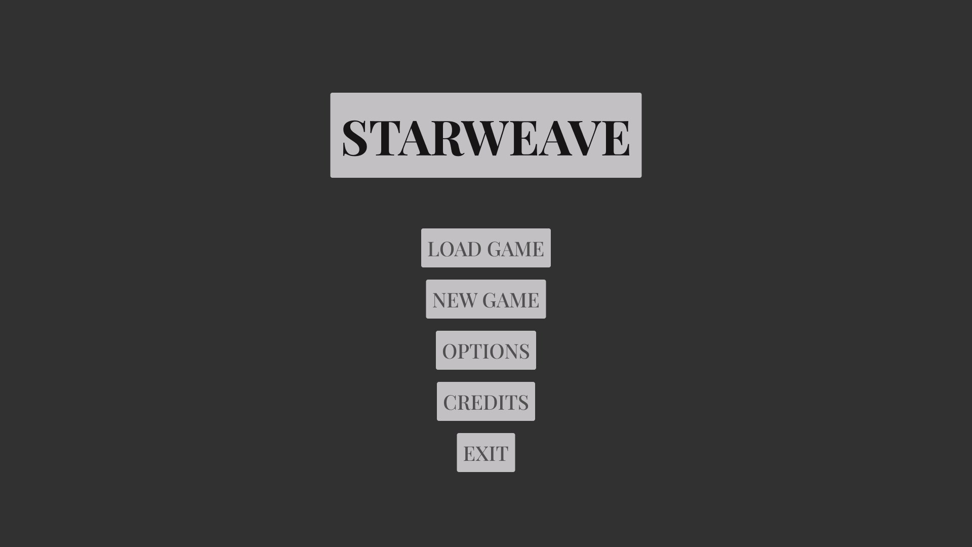 STARWEAVE main menu, early lofi wireframe